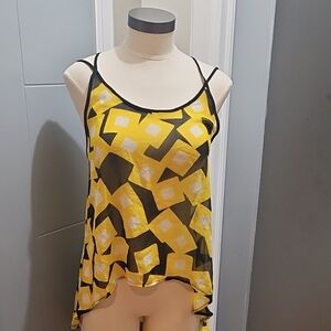 Sans Souci Yellow and Black Patterned Camisole